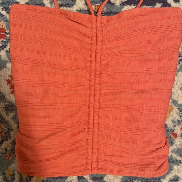NWOT Anthropologie Pilcro Orange Ruched Ribbed Tank - Picture 3 of 5